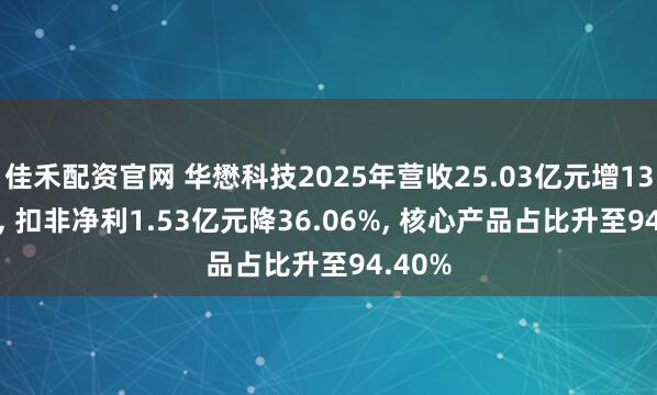 佳禾配资官网 华懋科技2025年营收25.03亿元增13.12%, 扣非净利1.53亿元降36.06%, 核心产品占比升至94.40%